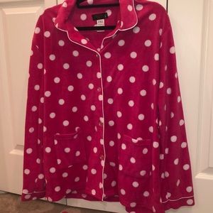 Hot Pink Plush, Polka Dot PJ Set.